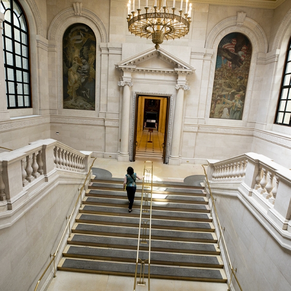 Widener Library lobby image from above