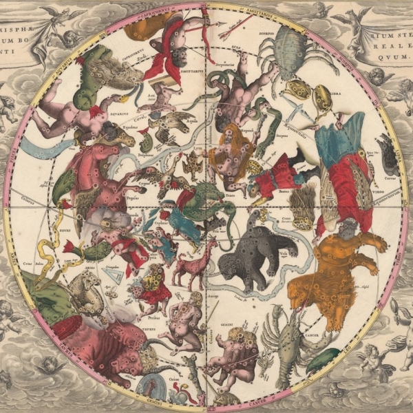 A fanciful map of the world featuring animals