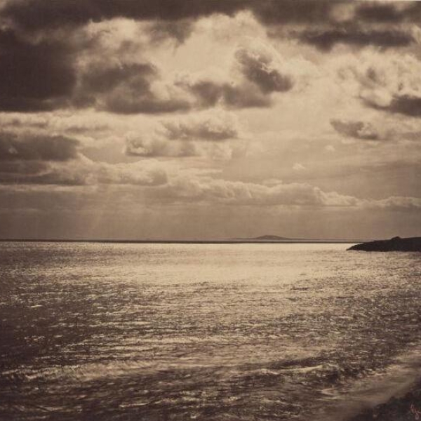 black and white photograph of the ocean