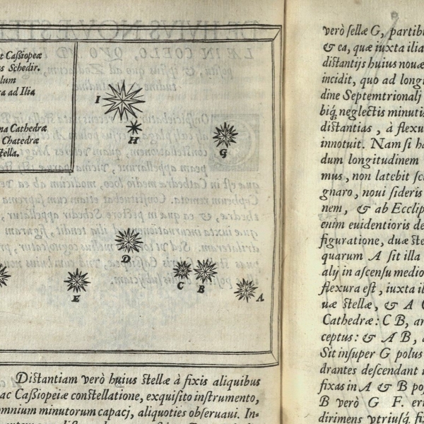 Engraving of a "new star" in the constellation of Cassiopeia