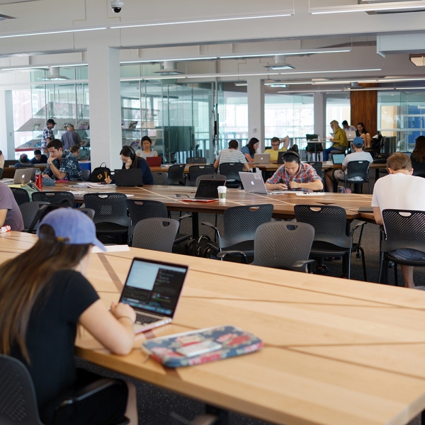 The first floor study space in Cabot Library.