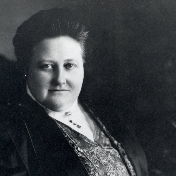 woman with her hair in a bun and dress with brocade panel 
