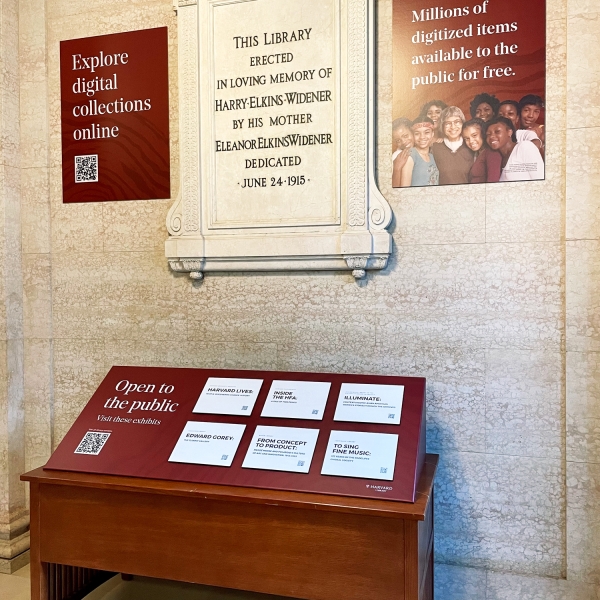 Widener Library foyer signs