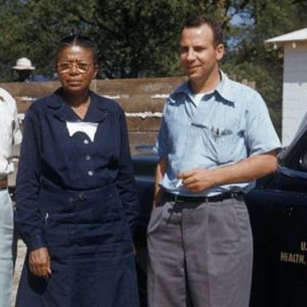 Eunice Rivers is pictured here with two other government physicians in an undated photo taken in Macon County, Ala.