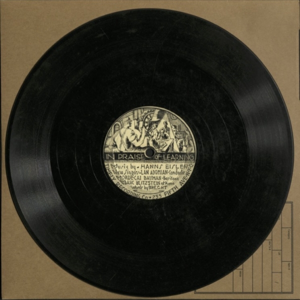 78rpm disc with an illustrated label showing factory workers.
