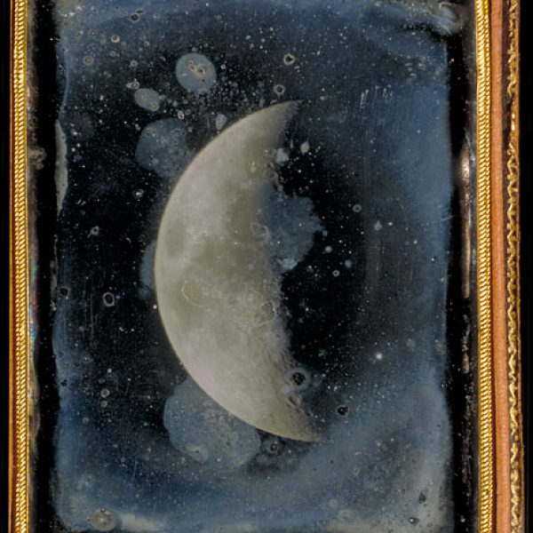 Daguerreotype of the Moon taken at Harvard College Obseravtory, 1848.