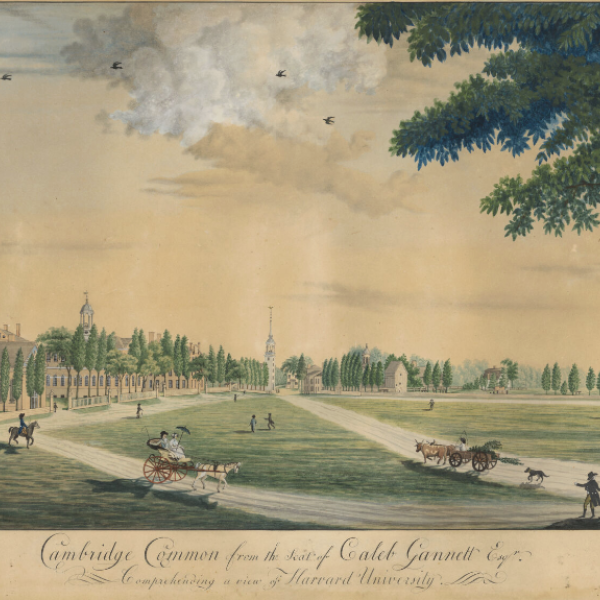 Drawing of Cambridge Common, 1808