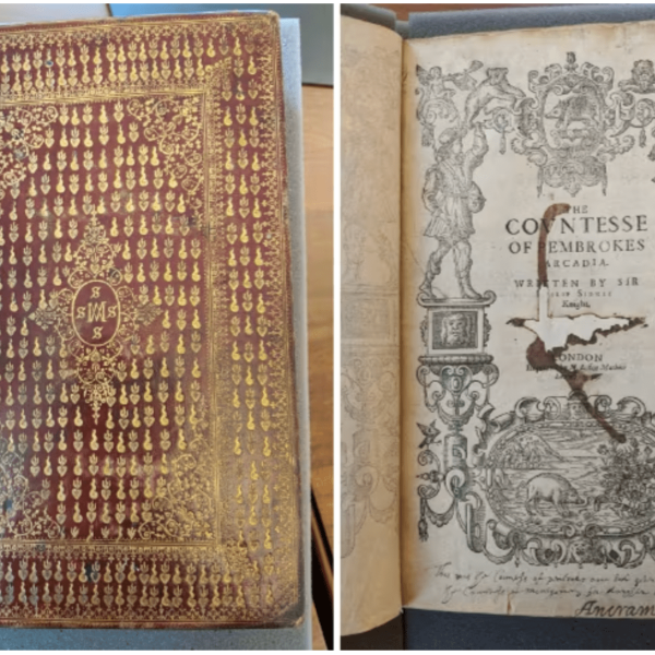 Two images side-by-side of the cover of the book and the illustrated title page