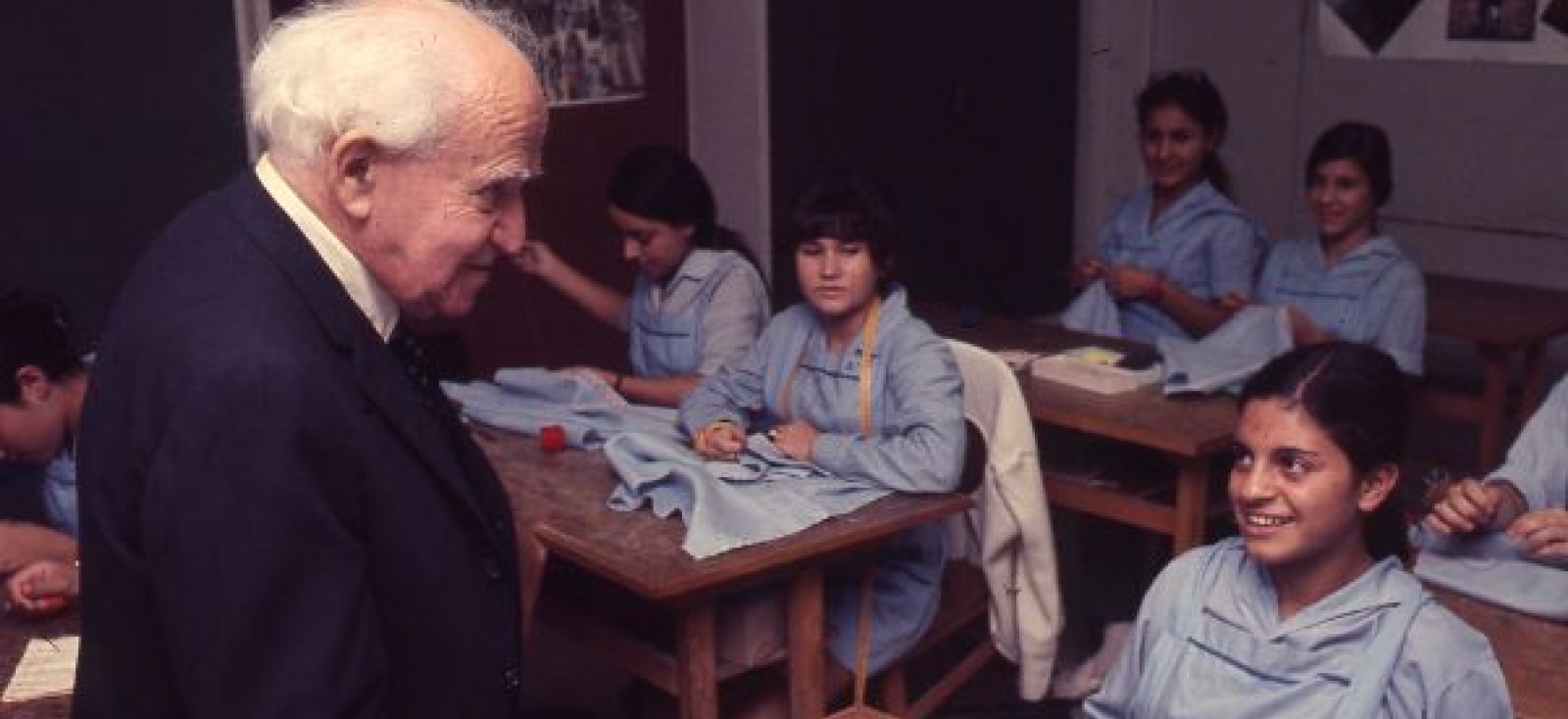 David Ben Gurion, visiting a school (circa 1970)