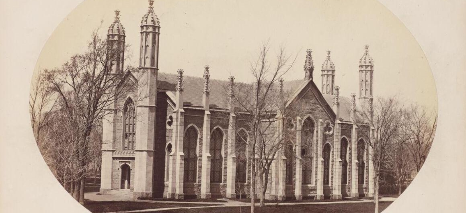 Black and white image of Gore Hall