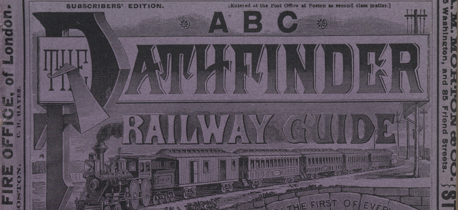 ABC pathfinder railway guide cover, August 1886