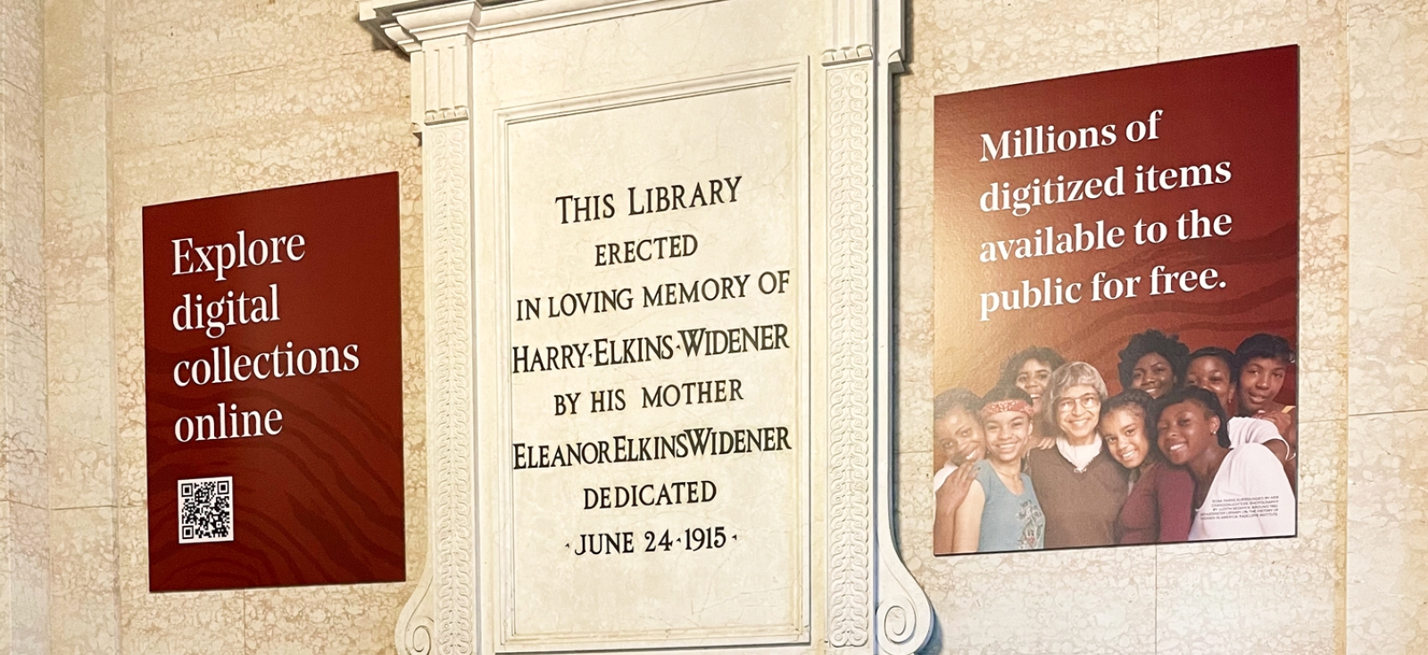 Widener Library foyer signs