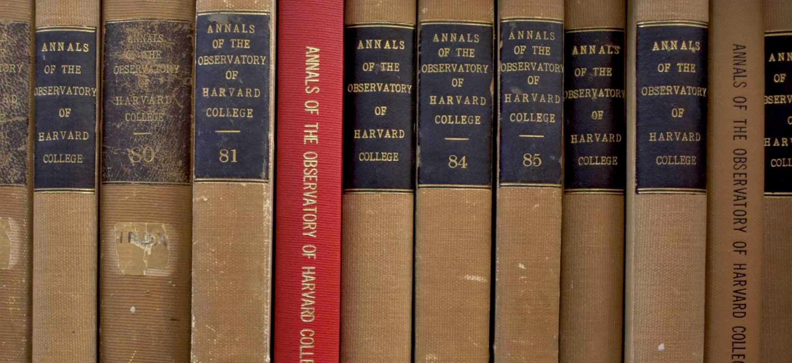 Book spines reading Annals of the Harvard College Observatory