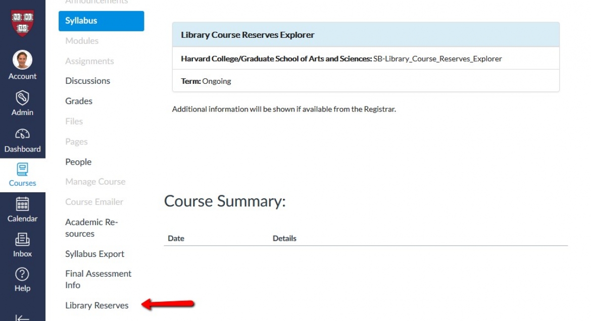 Course Reserves Harvard Library