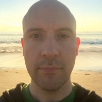 Gerry Walden self portrait. He looks very serious but that's just the bright beach sand making him squint into the camera.